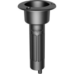 Mate Series Plastic 0&deg; Rod &amp; Cup Holder - Drain - Round Top - Black