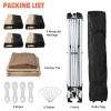 3.6*3.6m Oxford Cloth White Plastic-Sprayed Iron Pipe Right-Angle 4-Sided Gauze Mesh Double-Top Overhangs Portable One-Key Opening Folding Shed Khaki