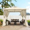 10x10 Ft Outdoor Patio Garden Gazebo Tent,Outdoor Shading, Gazebo Canopy With Curtains,Beige
