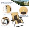 Outdoor Zero Gravity Chair Oversized XXL 33.5" Patio Padded Reclining Lounger with Pillow;  Side Table for Camping;  Lawn;  Garden Khaki/1pack