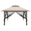 3.6*3.6m Oxford Cloth White Plastic-Sprayed Iron Pipe Right-Angle 4-Sided Gauze Mesh Double-Top Overhangs Portable One-Key Opening Folding Shed Khaki