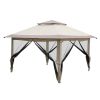 3.6*3.6m Oxford Cloth White Plastic-Sprayed Iron Pipe Right-Angle 4-Sided Gauze Mesh Double-Top Overhangs Portable One-Key Opening Folding Shed Khaki