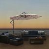 Patio Outdoor Adustment Hanging Cantilever Offset 10 FT Umbrella  With 32 LED  Solar Lights