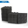 24Pcs 12"x12"x2" Pyramid Acoustic Foam Panel Studio Soundproofing Wall Padding Black