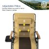 Outdoor Zero Gravity Chair Oversized XXL 33.5" Patio Padded Reclining Lounger with Pillow;  Side Table for Camping;  Lawn;  Garden Khaki/1pack