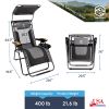 Outdoor Premium Zero Gravity Reclining Lounge Chair with Sun Shade;  Padded Seat;  Cool Mesh Back;  Pillow;  Cup Holder & Side Table for Sports Yard P