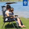 Outdoor Premium Zero Gravity Reclining Lounge Chair with Sun Shade;  Padded Seat;  Cool Mesh Back;  Pillow;  Cup Holder & Side Table for Sports Yard P