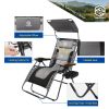 Outdoor Premium Zero Gravity Reclining Lounge Chair with Sun Shade;  Padded Seat;  Cool Mesh Back;  Pillow;  Cup Holder & Side Table for Sports Yard P